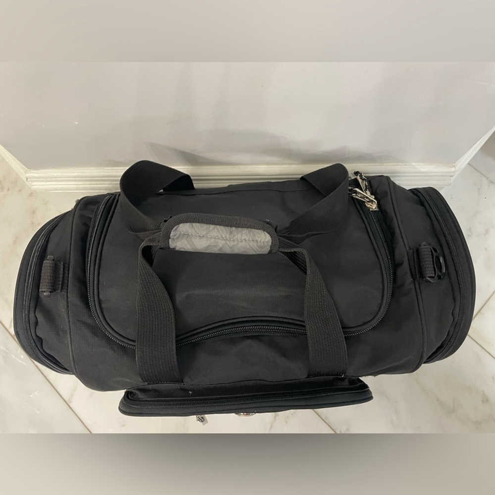 Calpak black canvas multi-pocket dual strap duffel bag travel luggage gym - Picture 2 of 11